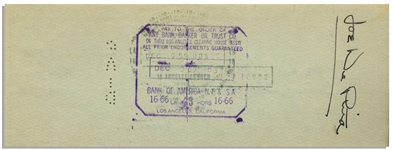 Moe Howard Check Signed to Joe DeRita -- Endorsed by DeRita on Verso -- Dated 3 December 1959 -- Measures 8.25'' x 3'' -- Very Good Condition